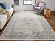 Marquette Transitional Medallion, Taupe/Gray/Blue