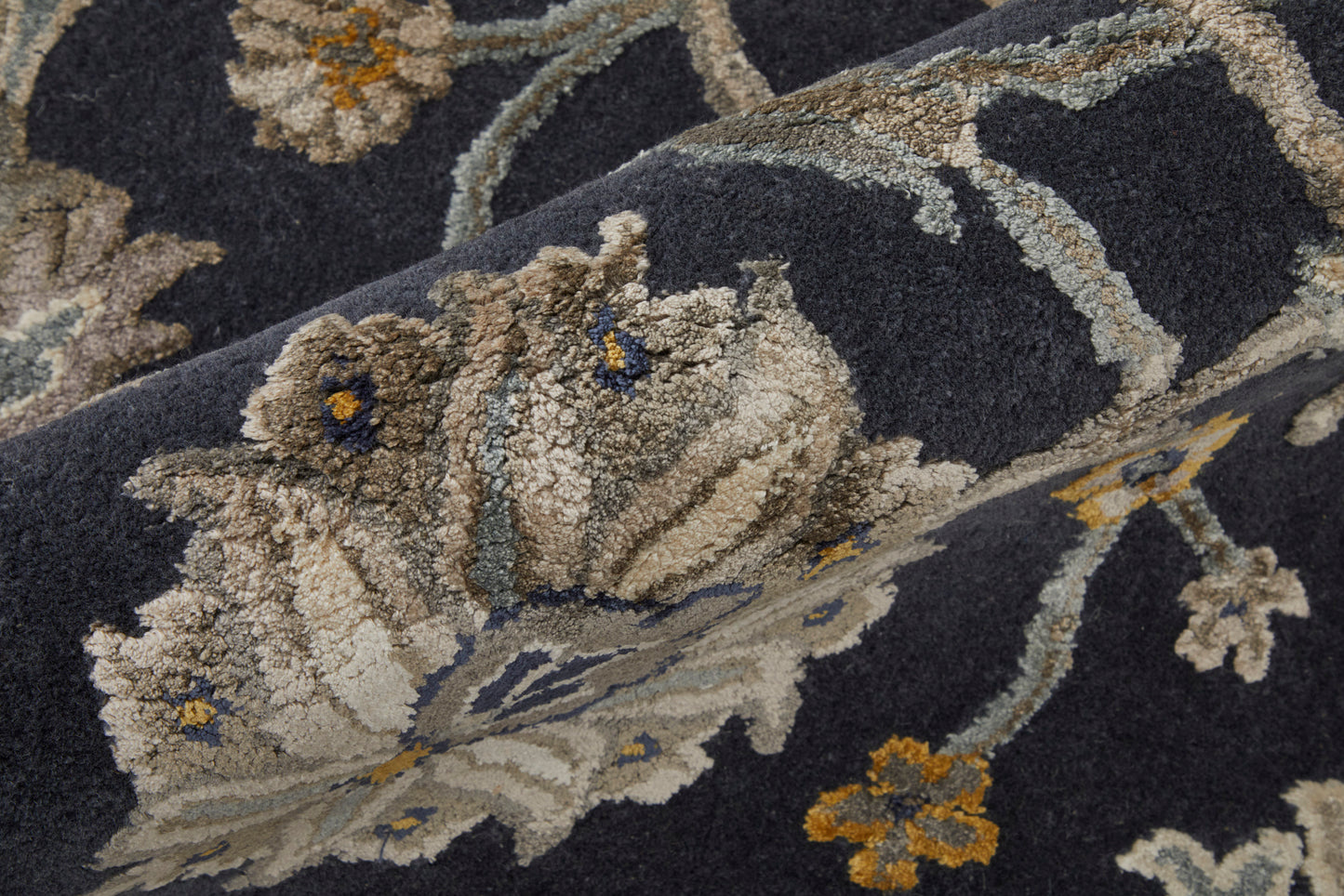 Prescott Traditional Floral & Botanical, Blue/Silver/Gray