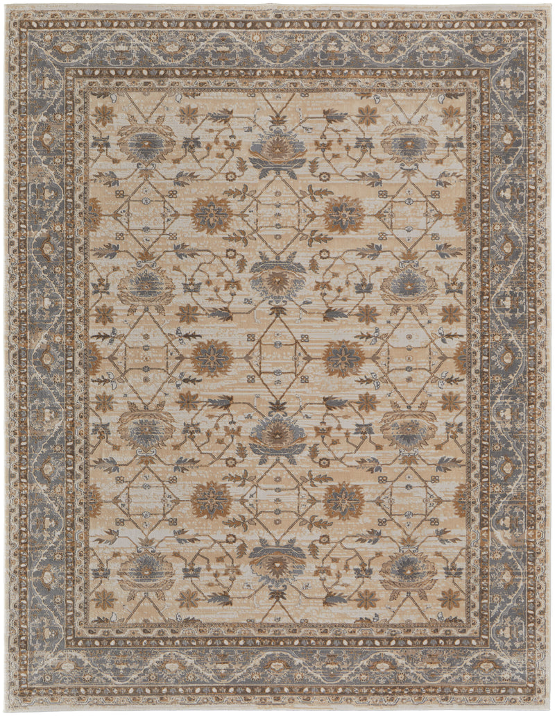 Celene Traditional Bordered, Tan/Ivory/Gray