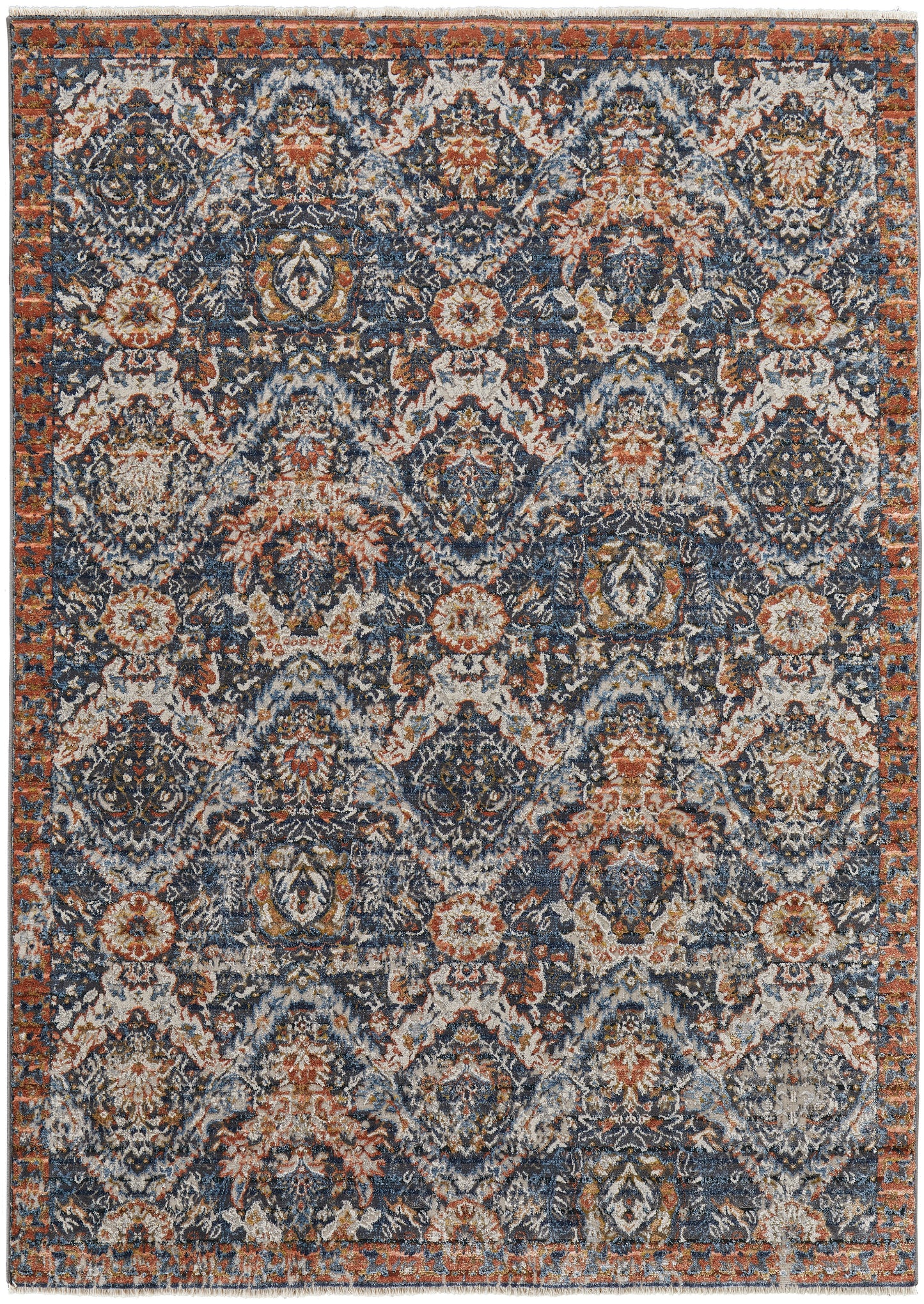 Kaia Transitional Floral & Botanical, Blue/Orange/Ivory
