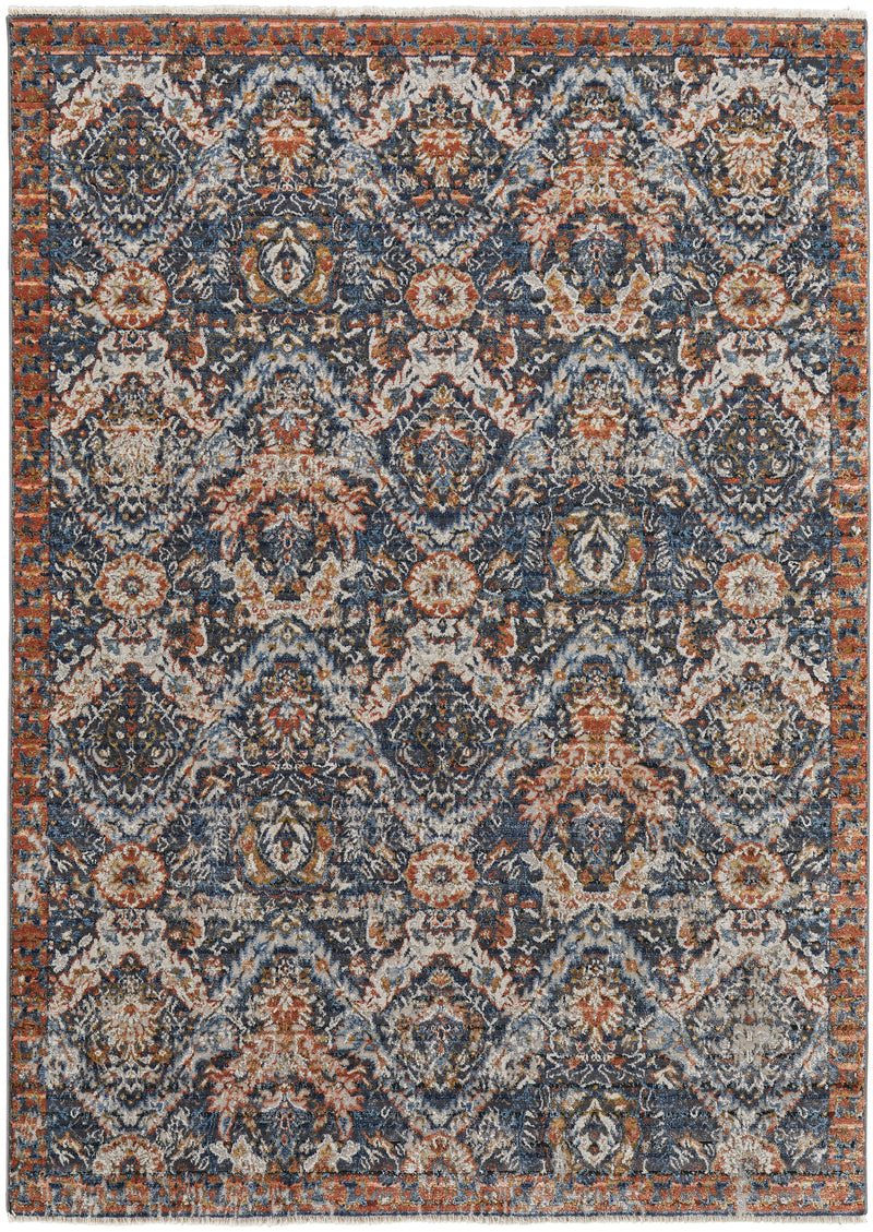 Kaia Transitional Floral & Botanical, Blue/Orange/Ivory