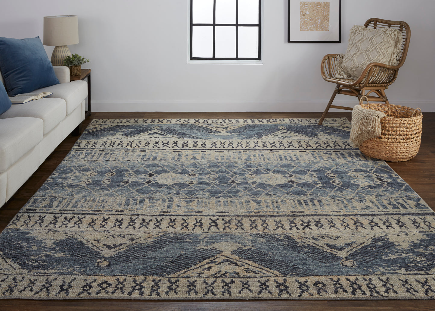 Palomar Transitional Trellis & Lattice, Blue/Gray/Ivory