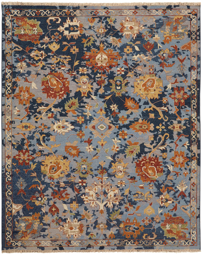 Leylan Transitional Floral & Botanical, Blue/Orange/Red