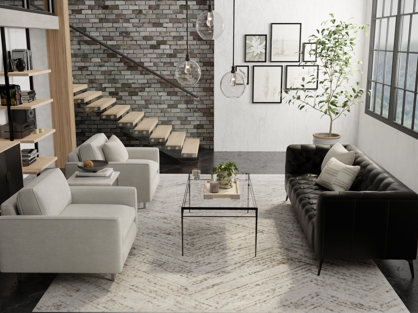Vancouver Modern Geometric, Ivory/Tan/Brown