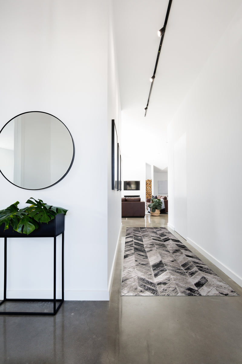 Micah Modern Chevron, Black/Gray/Silver
