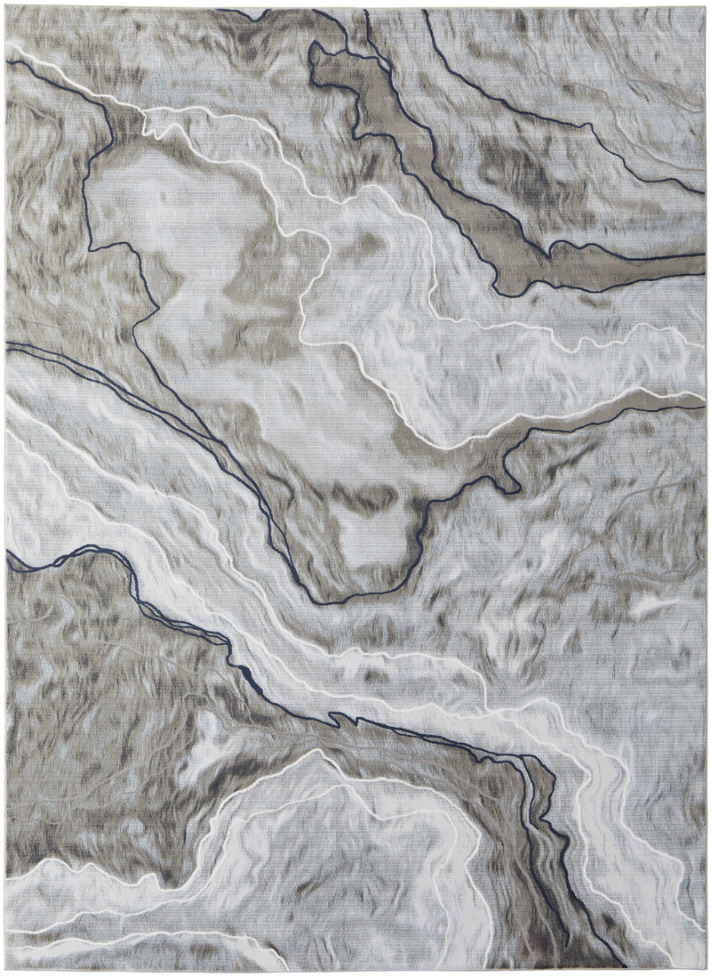 Gaspar Modern Abstract, Taupe/Gray/Blue