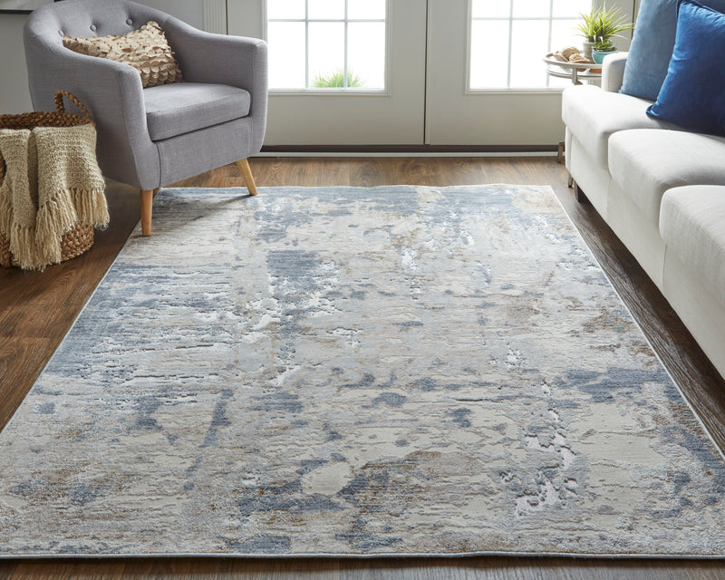 Laina Transitional Abstract, Ivory/Gray/Blue