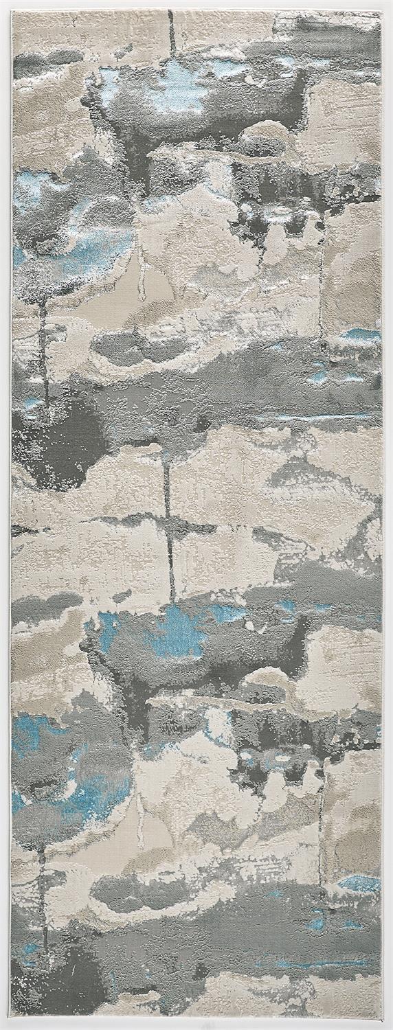 Azure Modern Watercolor, Ivory/Gray/Blue