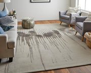 Anya Transitional Abstract, Ivory/Brown/Taupe