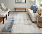 Clio Modern Abstract, Ivory/Blue/Brown