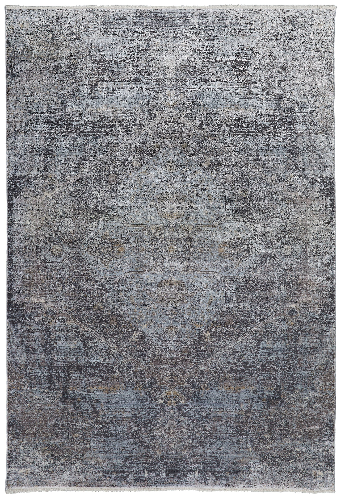 Sarrant Transitional Distressed, Gray/Silver/Ivory