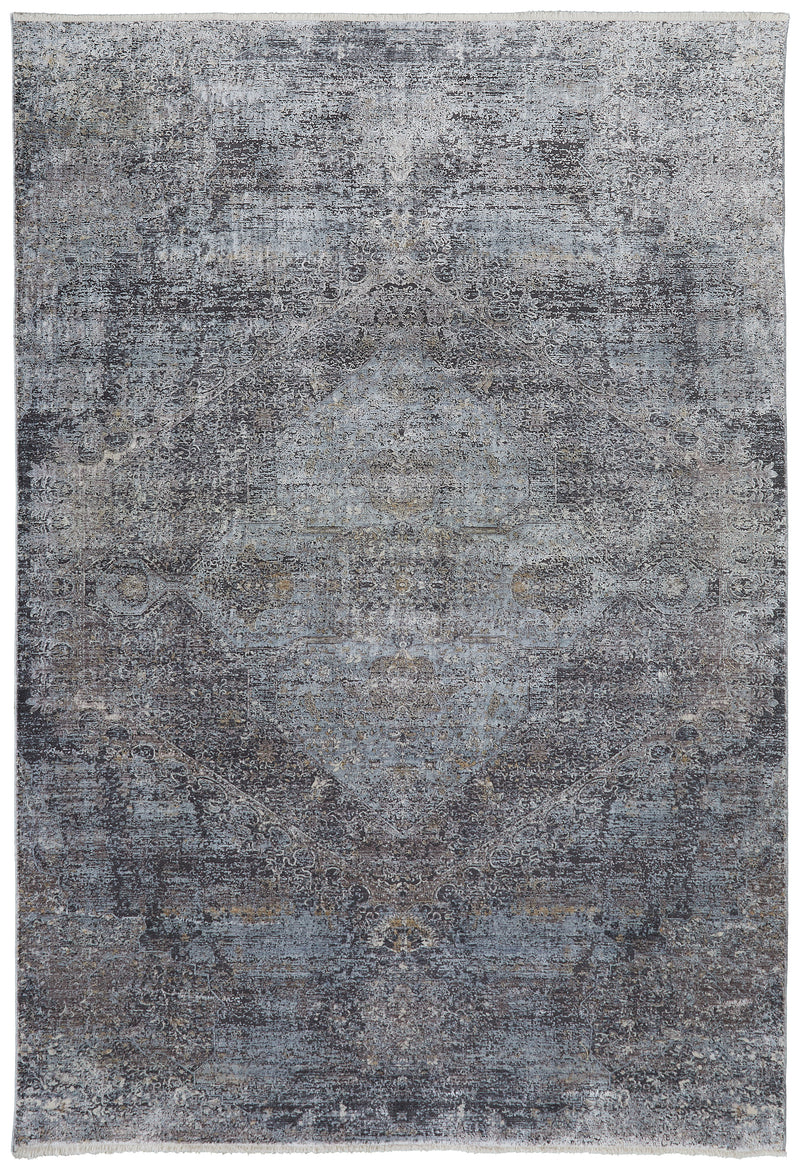 Sarrant Transitional Distressed, Gray/Silver/Ivory