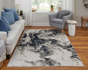 Micah Modern Abstract, Ivory/Black/Taupe