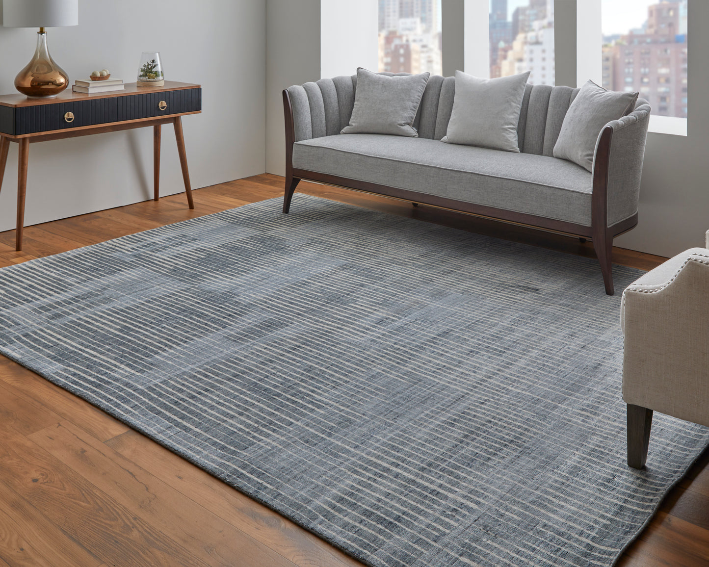 Eastfield Modern Abstract, Blue/Ivory/Gray