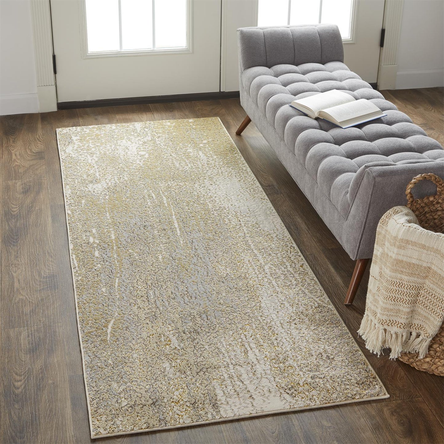 Aura Modern Abstract, Ivory/Gray/Gold