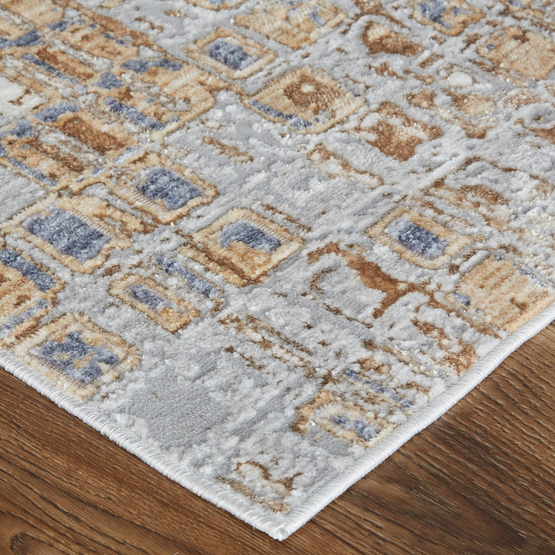 Laina Transitional Geometric, Tan/Ivory/Blue