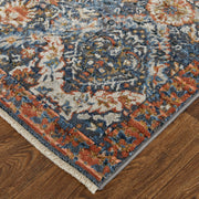 Kaia Transitional Floral & Botanical, Blue/Orange/Ivory