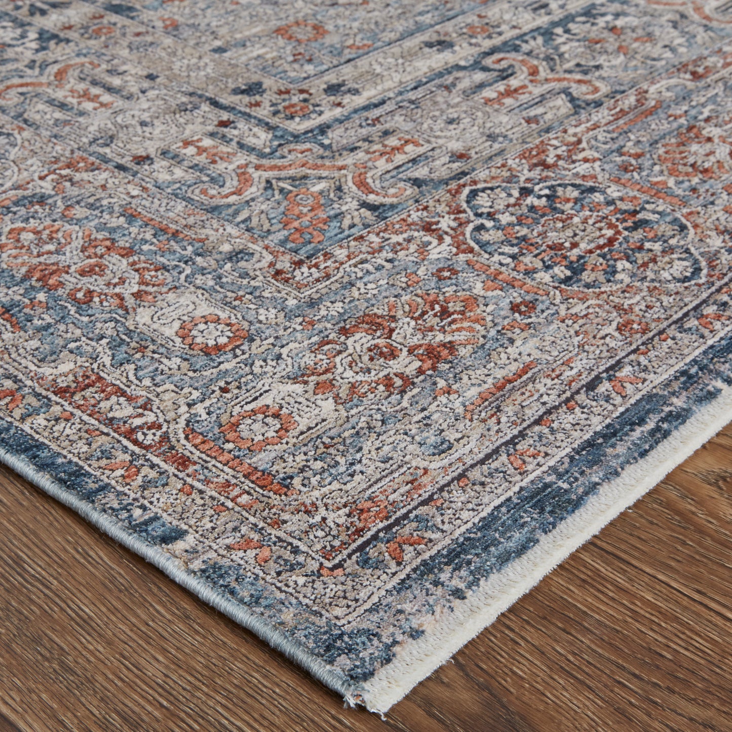Marquette Transitional Medallion, Gray/Ivory/Orange