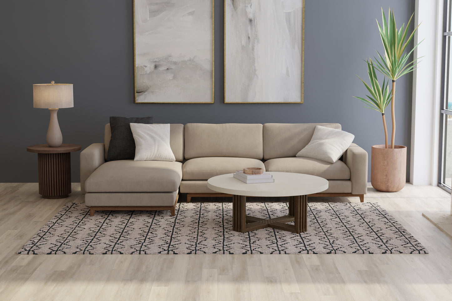 Enzo Transitional Geometric, Black/Taupe/Gray