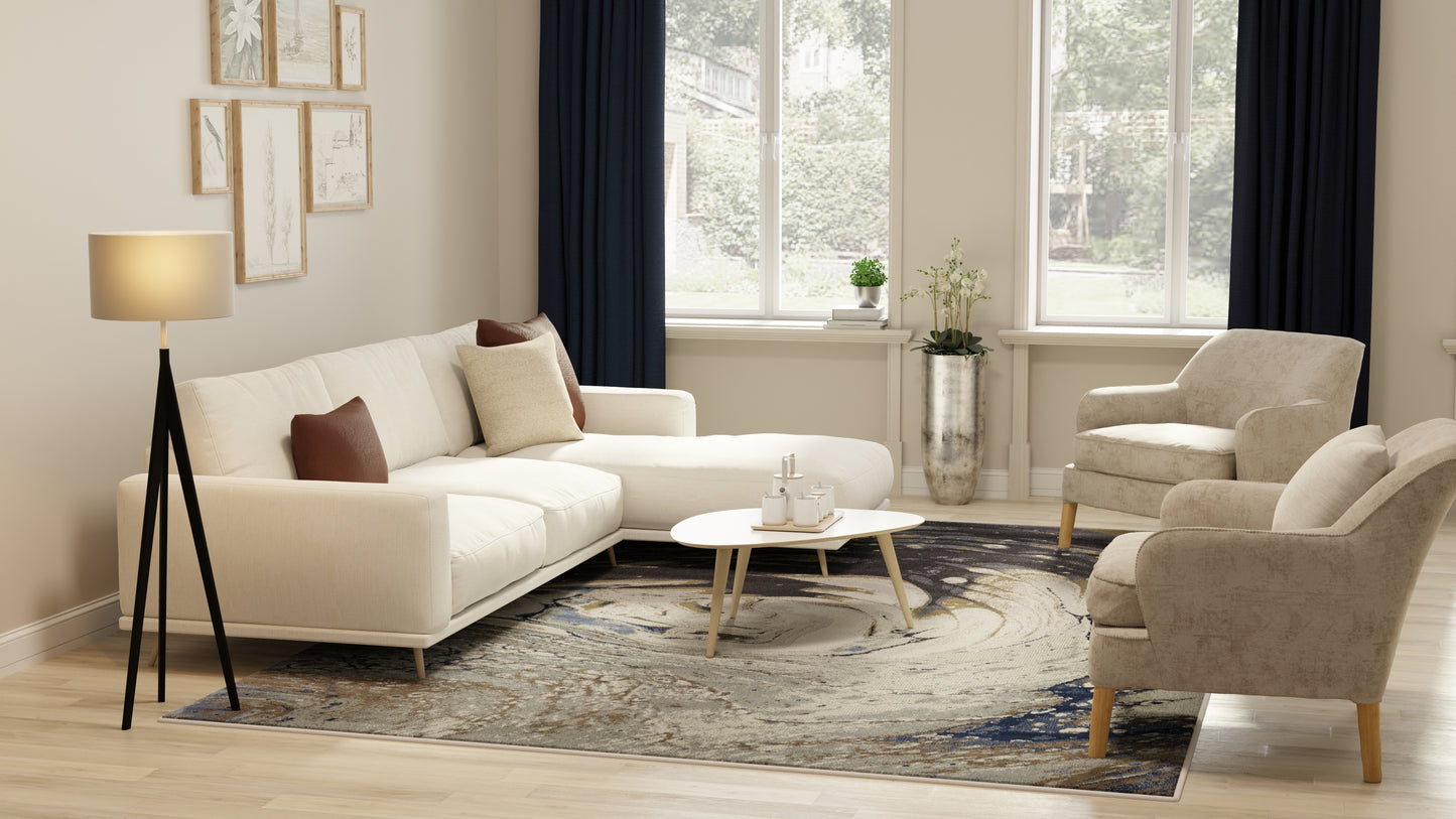 Mandana Modern Abstract, Ivory/Taupe/Blue