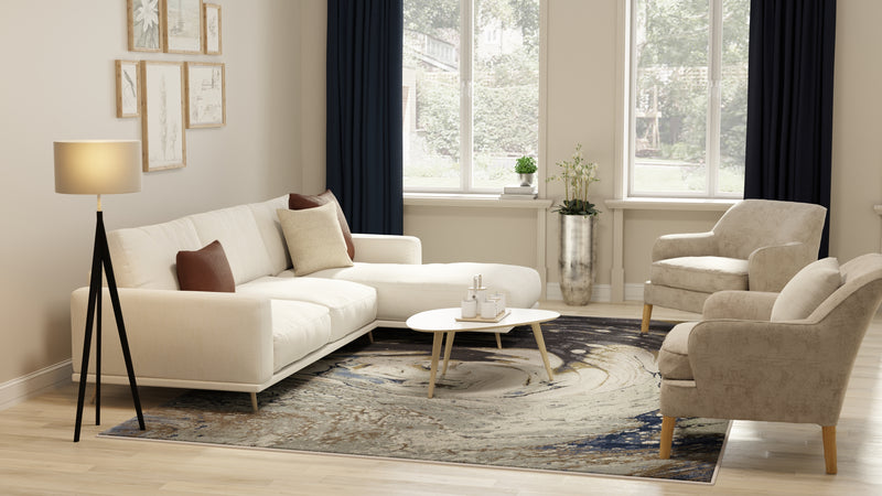 Mandana Modern Abstract, Ivory/Taupe/Blue